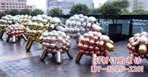 周口不锈钢动物雕塑——小羊肖恩动物广场