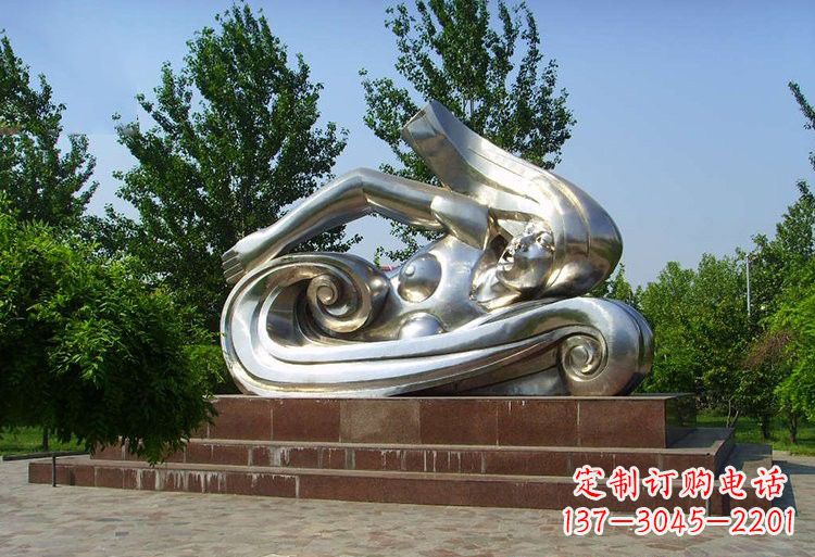 周口浪漫游泳不锈钢女孩雕塑