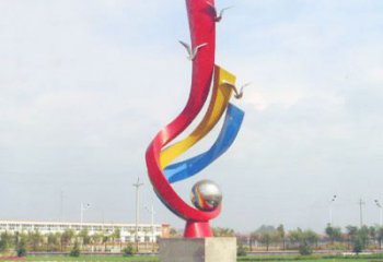 周口不锈钢彩色海鸥海浪雕塑——美丽传承