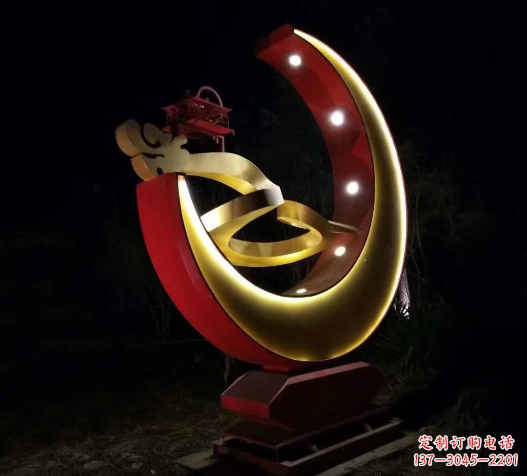 周口不锈钢月亮雕塑静谧中的经典之美