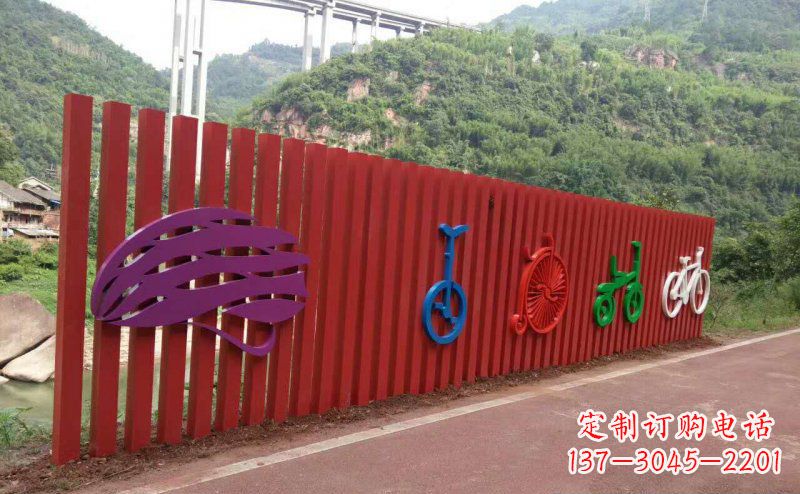 周口不锈钢自行车雕塑点缀公园景观