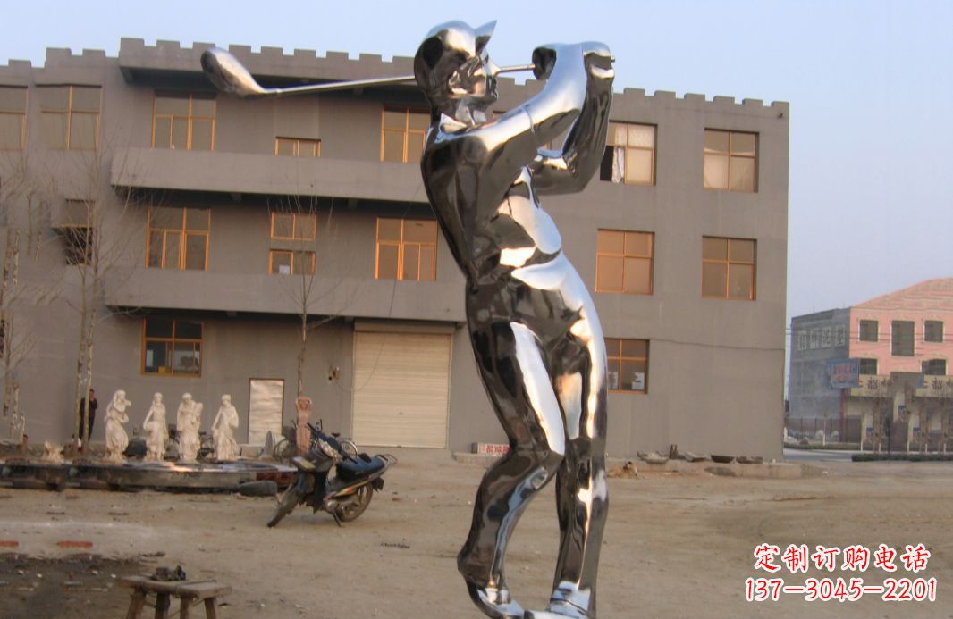 周口不锈钢打高尔夫球广场雕塑