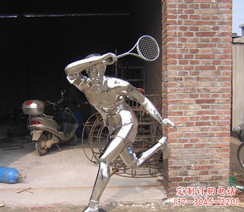 周口不锈钢打羽毛球雕塑
