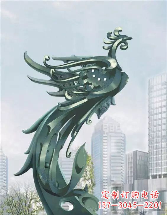 周口不锈钢大型凤凰雕塑美丽而神秘