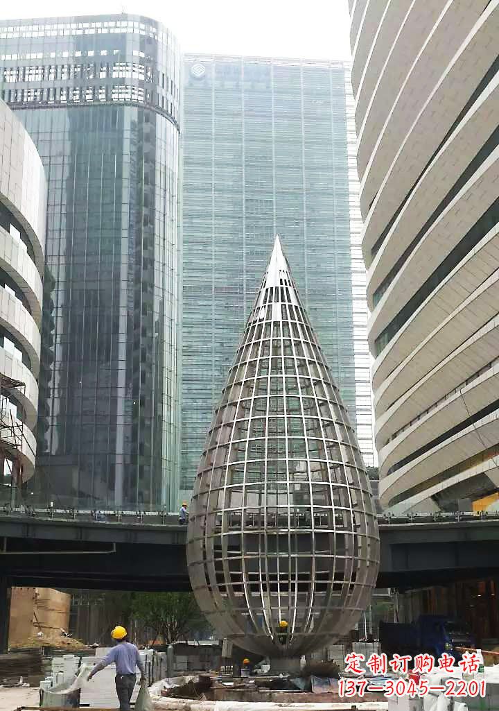 周口不锈钢大型镂空水滴城市景观雕塑