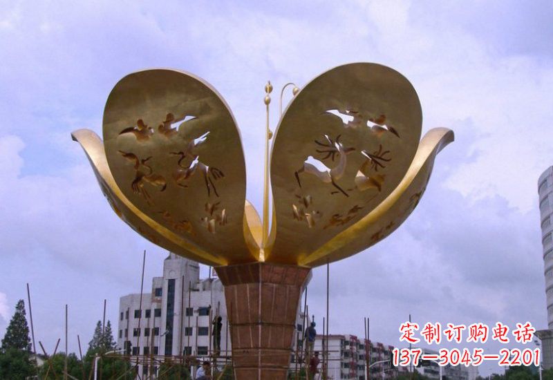 周口大型不锈钢紫荆花雕塑