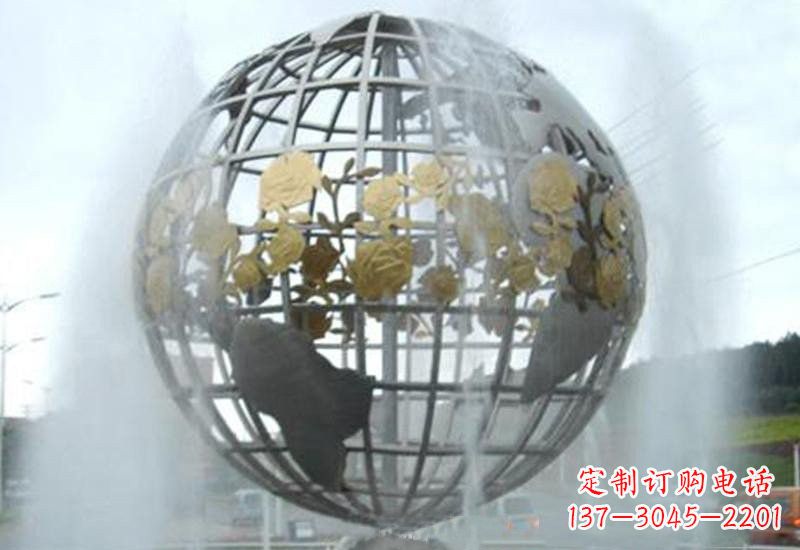 周口不锈钢地球仪雕塑象征着地球家园