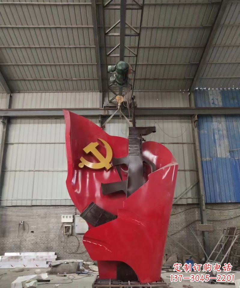 周口不锈钢党旗雕塑缅怀先烈、铭记历史
