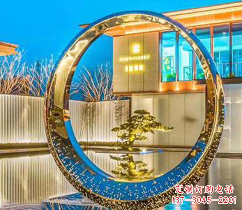 周口精美不锈钢灯饰圆环雕塑