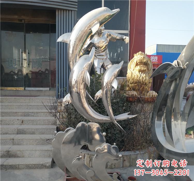 周口不锈钢海豚雕塑——精美外观,传递环保理念
