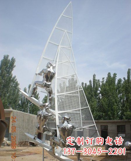 周口海上航行不锈钢帆船雕塑