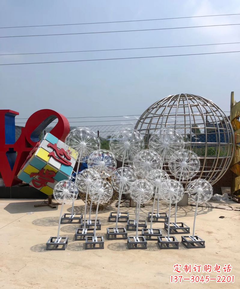周口不锈钢仿真蒲公英雕塑园林景观不锈钢雕塑