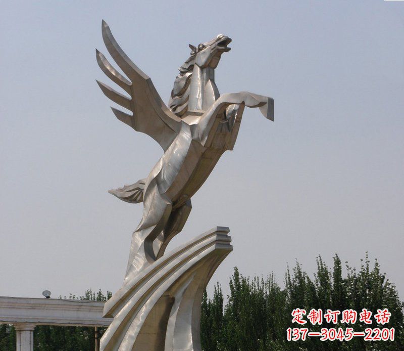 周口不锈钢飞马精美雕塑点缀公园