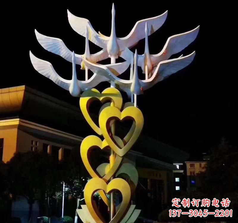 周口不锈钢大雁雕塑象征着自由的翱翔