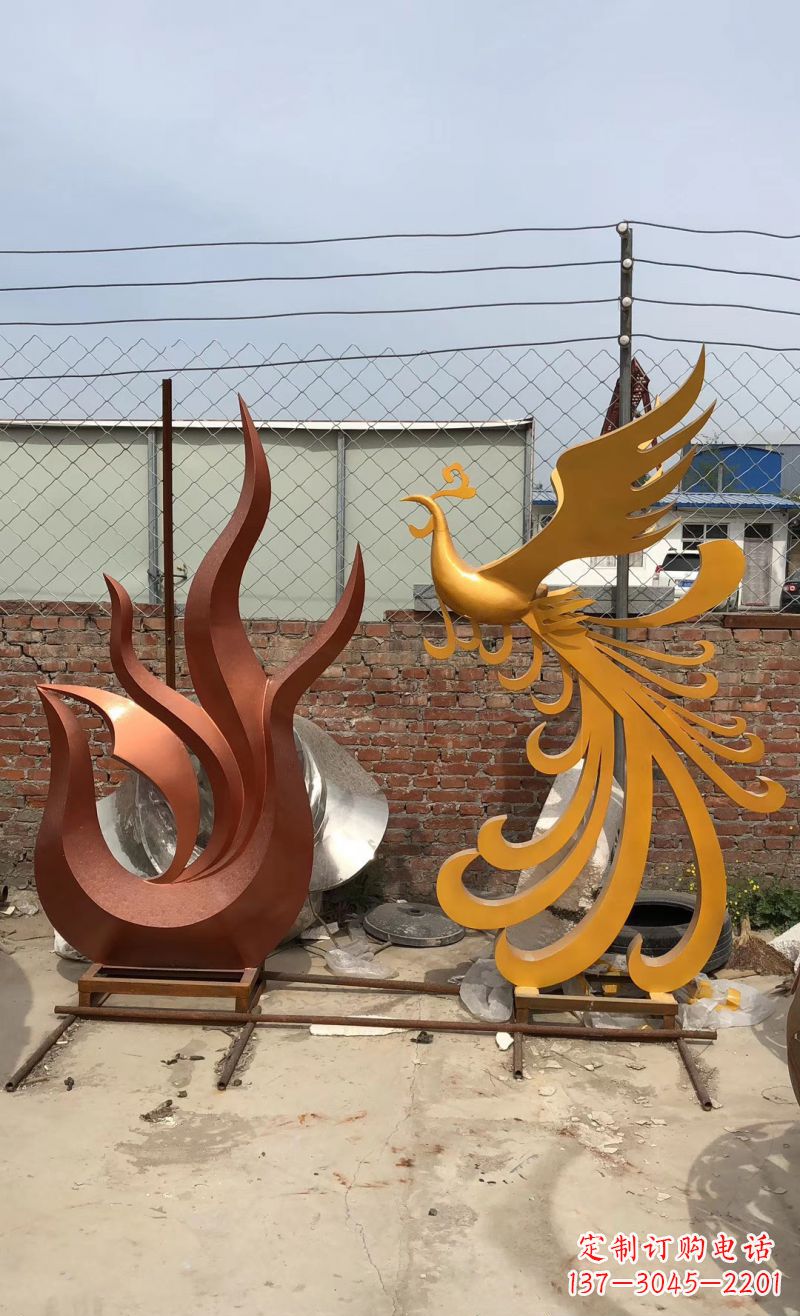 周口不锈钢凤凰雕塑广场校园景观雕塑