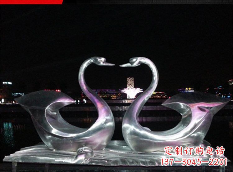 周口不锈钢天鹅雕塑美化公园
