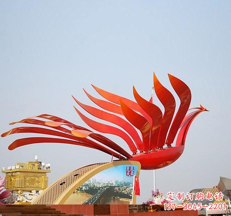 周口不锈钢凤凰雕塑——美丽的象征