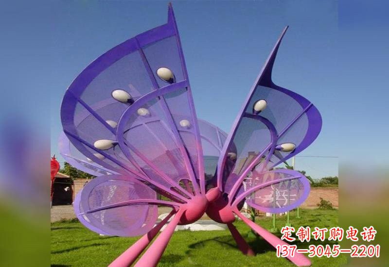 周口不锈钢蝴蝶雕塑给公园带来美丽的灯光
