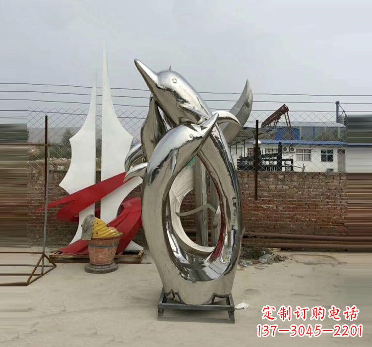 周口不锈钢海豚雕塑——象征着动物自由的象征