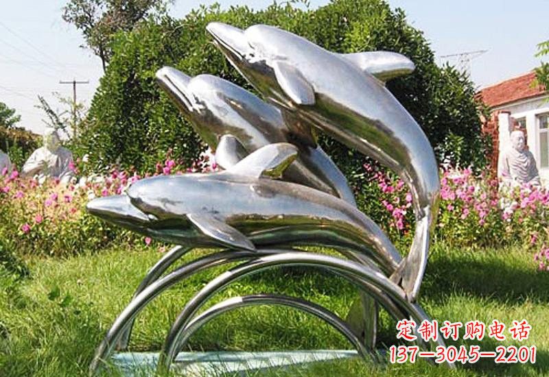 周口不锈钢海豚雕塑——点亮公园的精灵