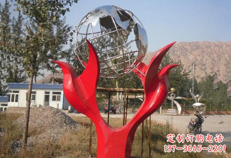 周口地球雕塑一座象征和平的不锈钢公园