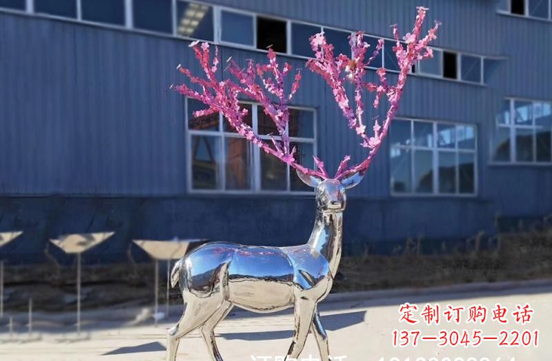 周口梅花鹿雕塑不锈钢公园的美丽礼物