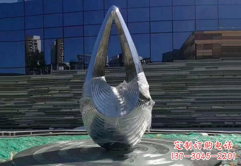 周口不锈钢空心水滴雕塑美丽的艺术之作