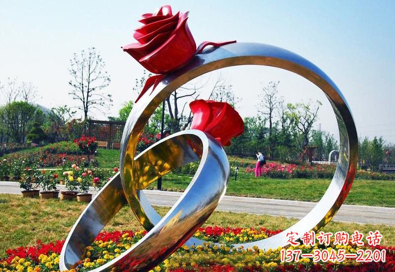 周口不锈钢公园玫瑰花戒指雕塑精致精美的礼物