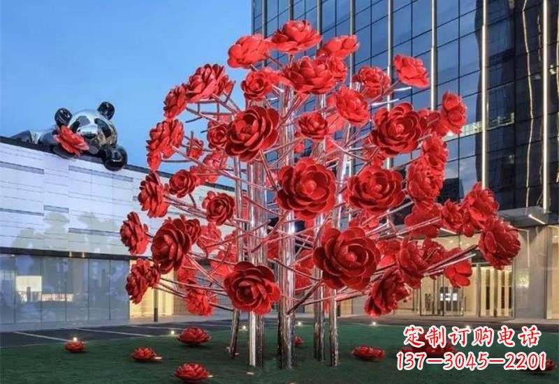 周口不锈钢公园玫瑰花树雕塑——让玫瑰长驻公园