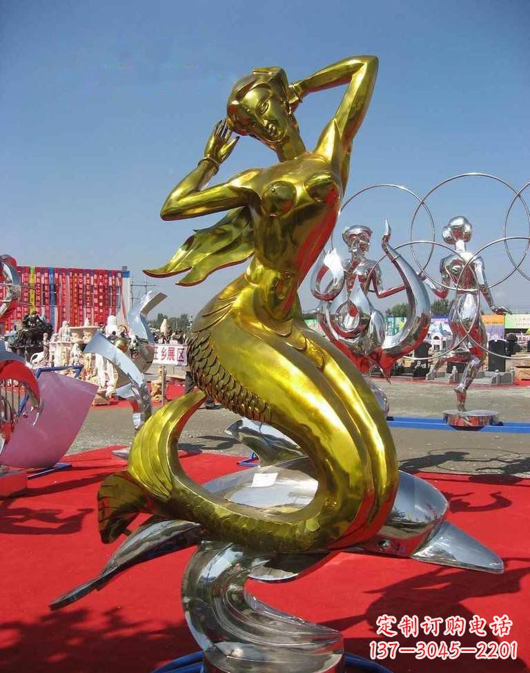 周口不锈钢美人鱼雕塑——美丽的象征