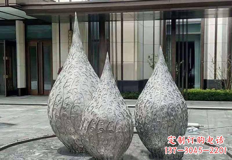 周口不锈钢镂空水滴雕塑精致美观
