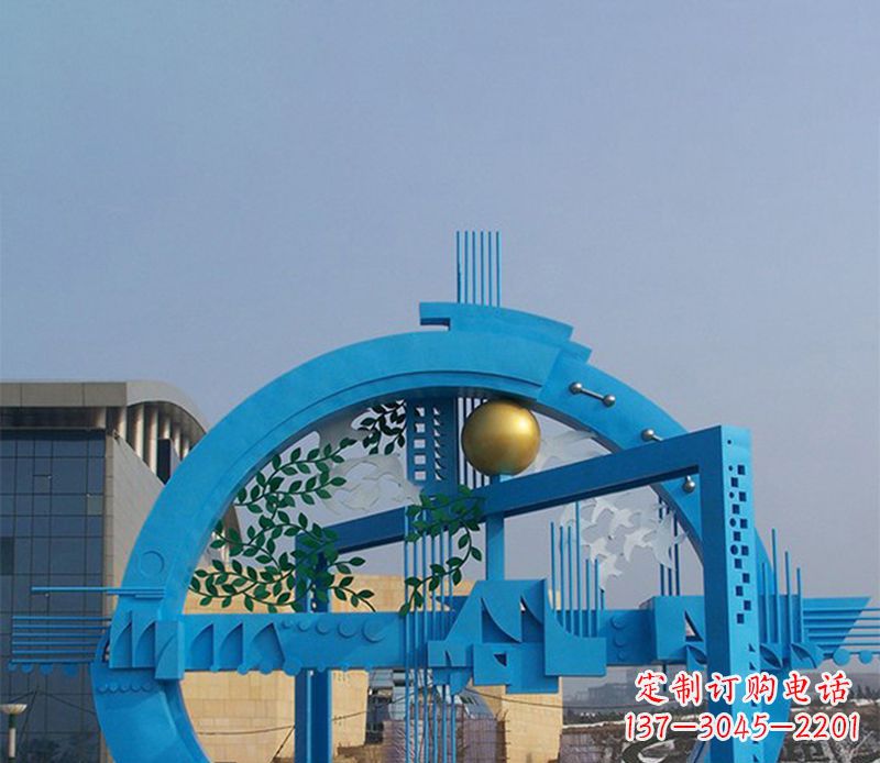 周口不锈钢拱桥雕塑美丽的艺术品