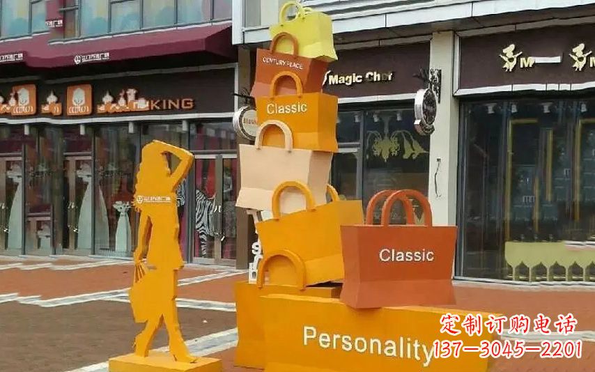 周口街头景观购物袋雕塑