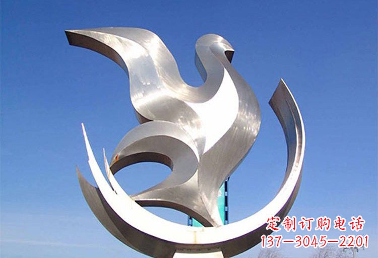 周口不锈钢鸽子雕塑象征着和平
