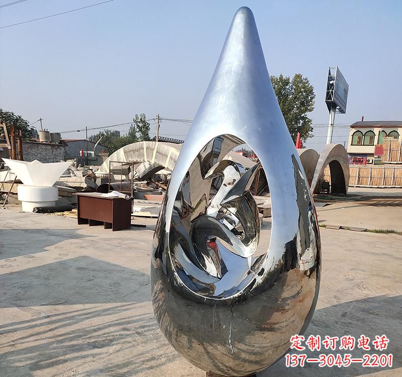周口不锈钢大水滴雕塑一座极致简约的艺术作品