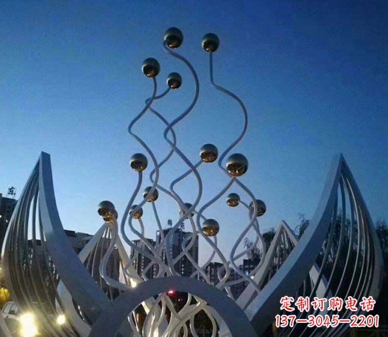 周口不锈钢荷花雕塑美丽的象征