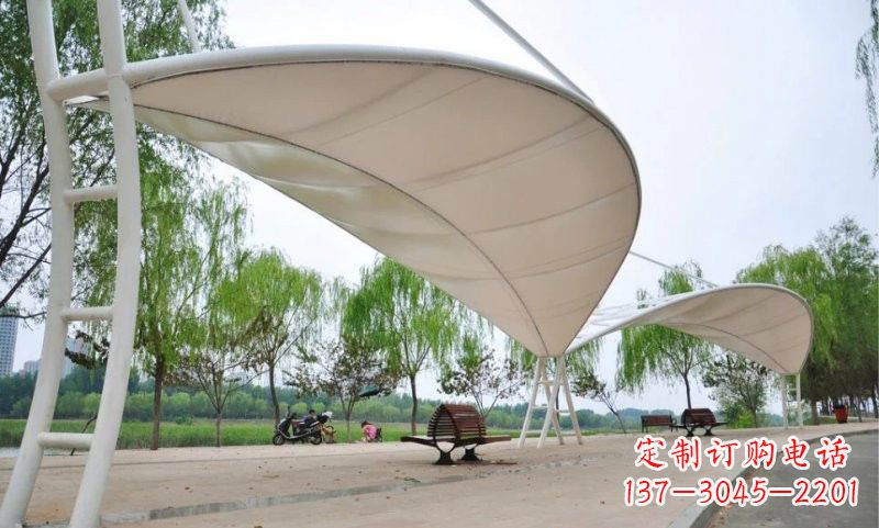 周口不锈钢树叶形遮阳棚雕塑