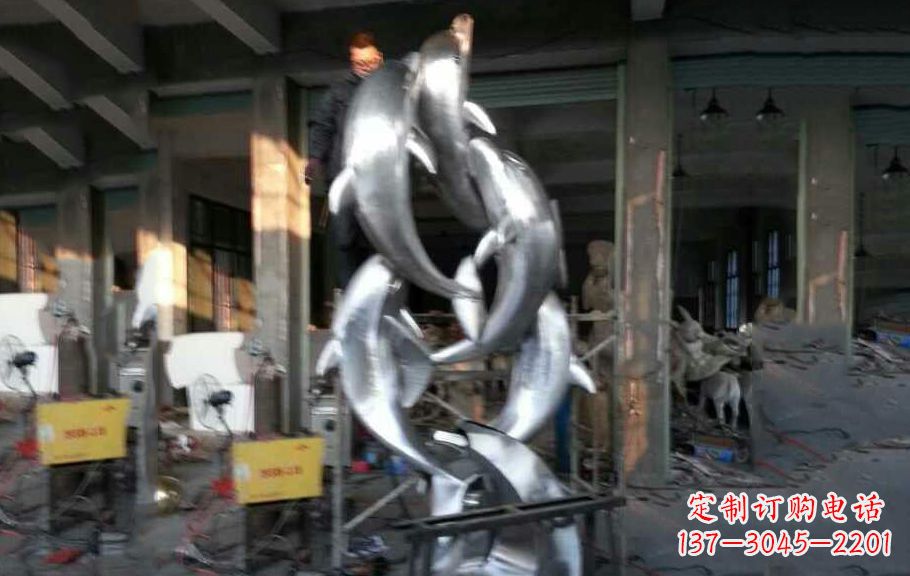 周口不锈钢海豚雕塑漂亮的海洋艺术品