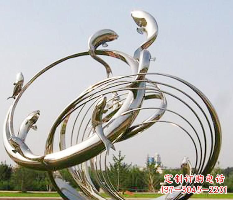 周口不锈钢海豚雕塑美丽而又神秘