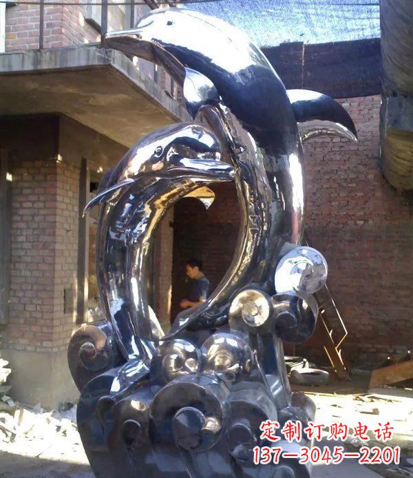 周口不锈钢海豚美观动态的雕塑