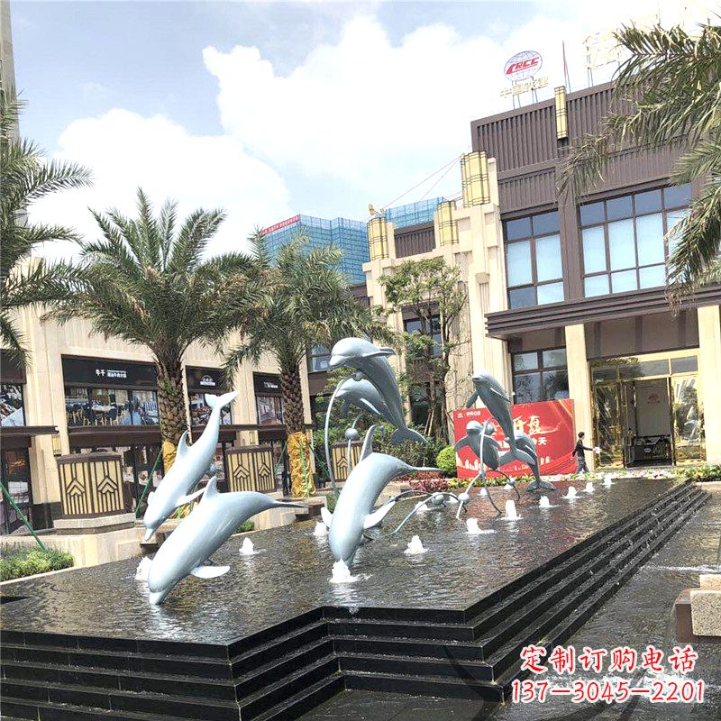 周口精美海豚喷泉,点缀城市企业街道