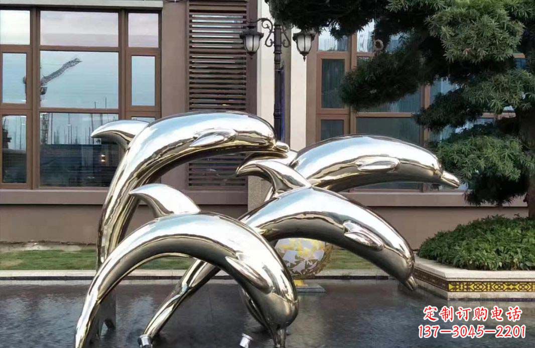 周口不锈钢海豚跳跃雕塑精美绝伦