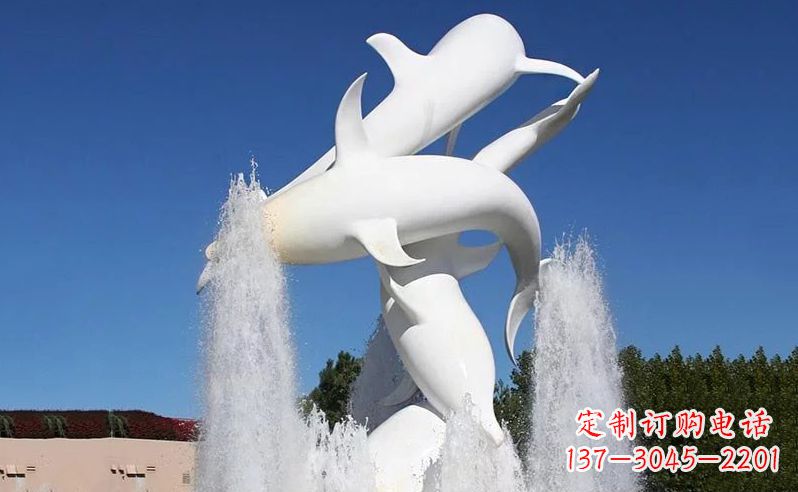 周口不锈钢海豚喷泉雕塑传递海豚的美丽