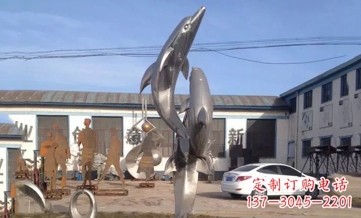 周口不锈钢海豚嬉戏雕塑精美的艺术视觉