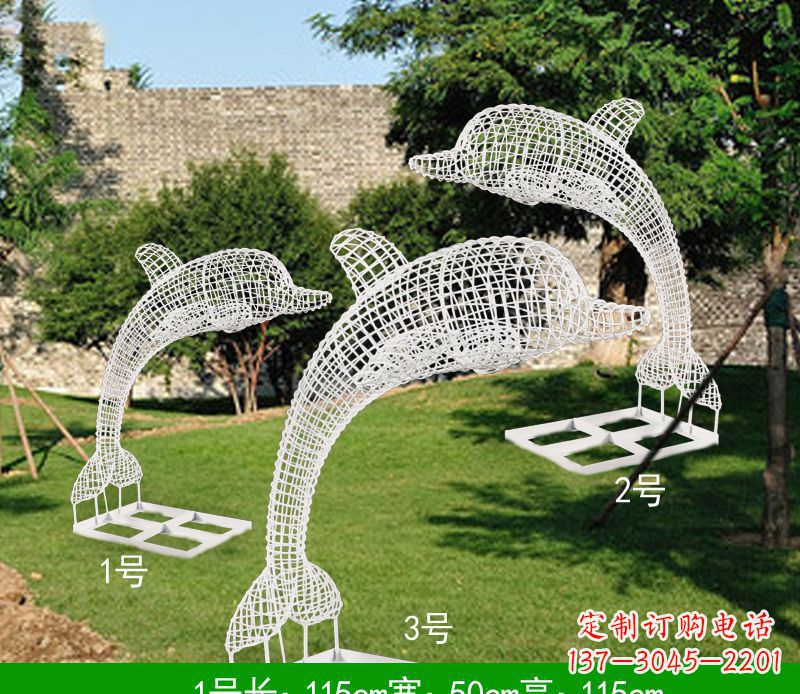 周口不锈钢海豚组合雕塑