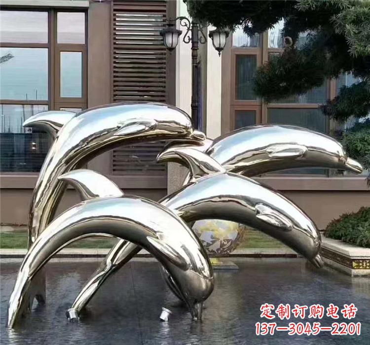 周口不锈钢海洋动物雕塑——海豚