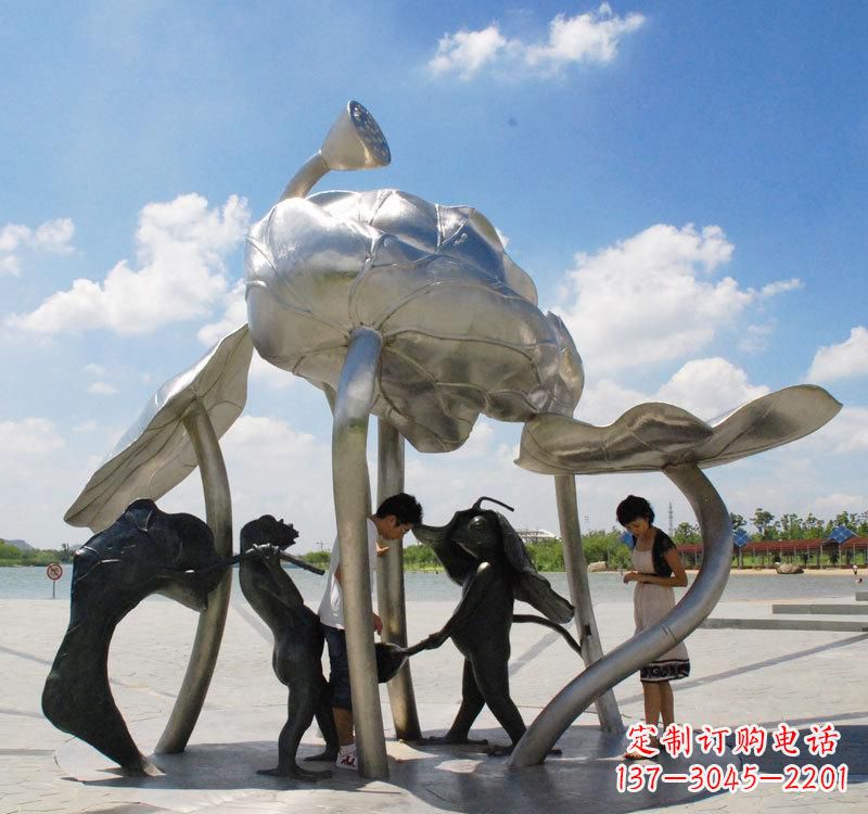 周口荷花之美——不锈钢荷花广场雕塑