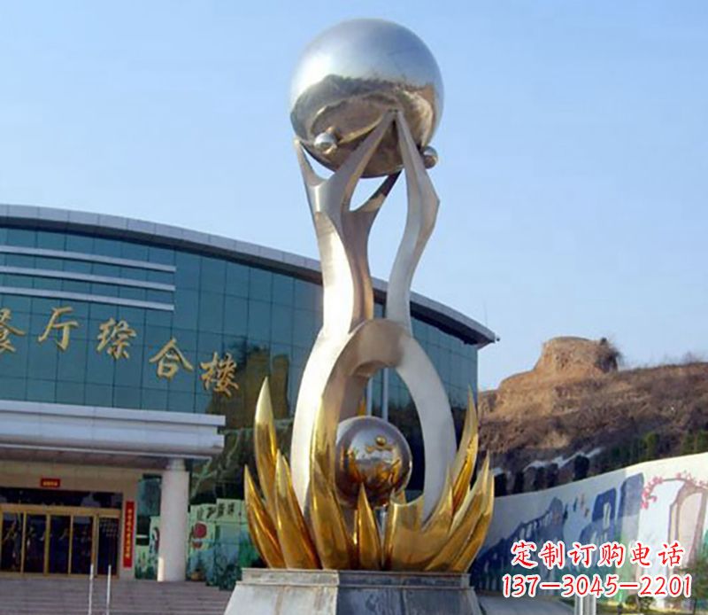 周口不锈钢荷叶托球雕塑艺术之美