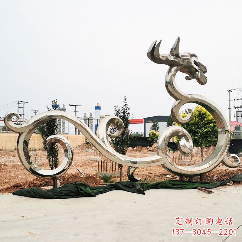 周口不锈钢花边龙形雕塑传承中华文化精髓