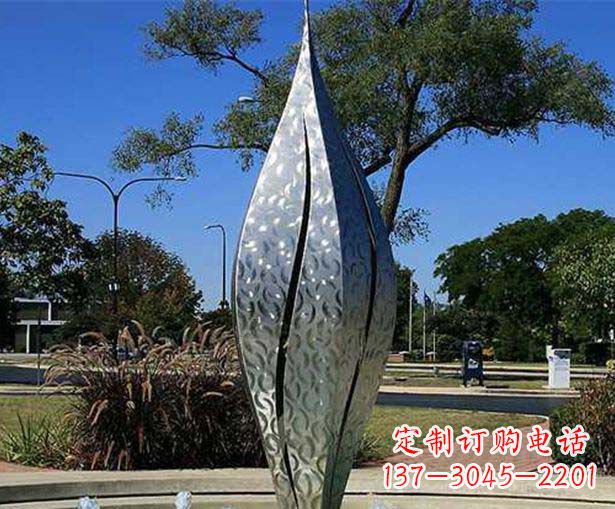 周口不锈钢花骨朵喷泉雕塑精致细节展现精美艺术